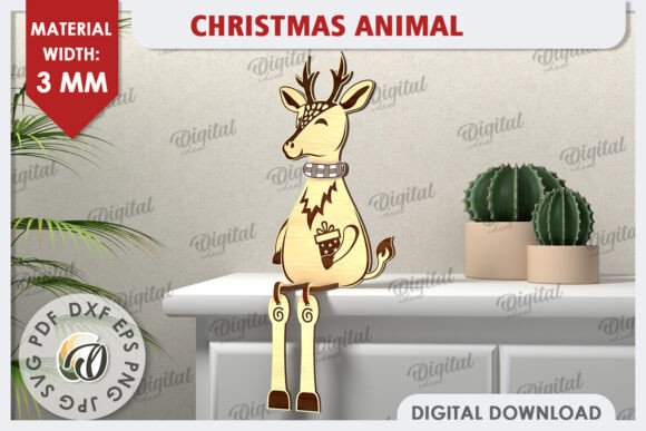 3D Christmas Deer Laser Cut Design for Festive Decor