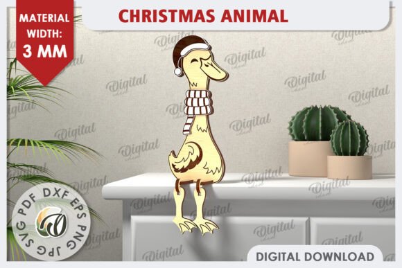 3D Christmas Duck Laser Cut Design for Festive Decor