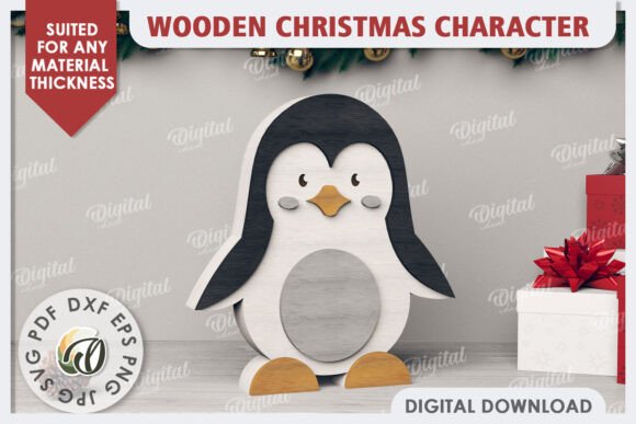 3D Christmas Penguin Laser Cut Designs