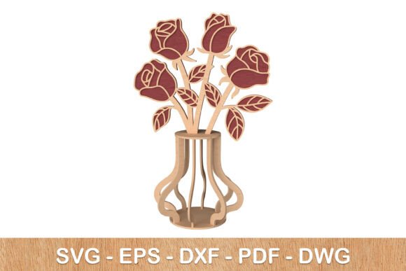 3D Classic Rose Vase Laser Cut for Elegant Designs