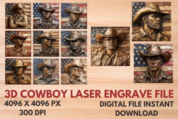 3d Cowboy Laser Engrave File for Western Style Projects