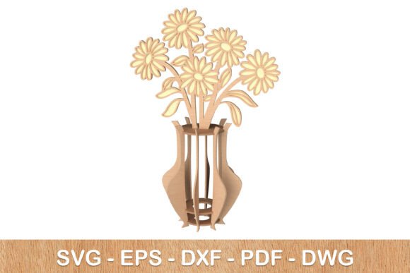 3D Daisy Vase Laser Cut File - SVG