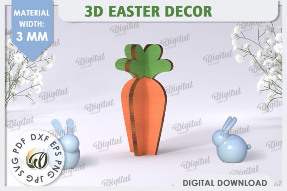 3D Easter Carrot Laser Cut for Creative Home Decor