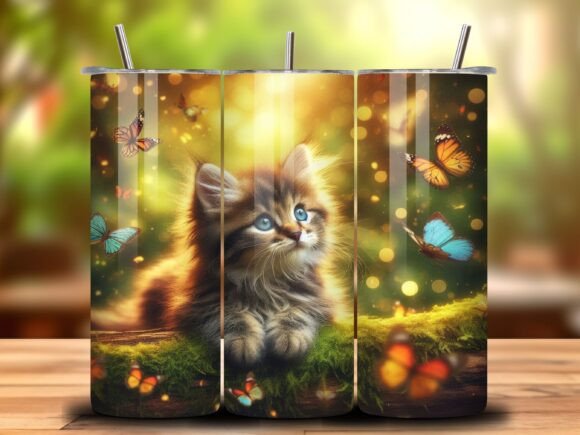 3D Floral Cat 20oz Tumbler Wrap Vol.4: Creative Design Files