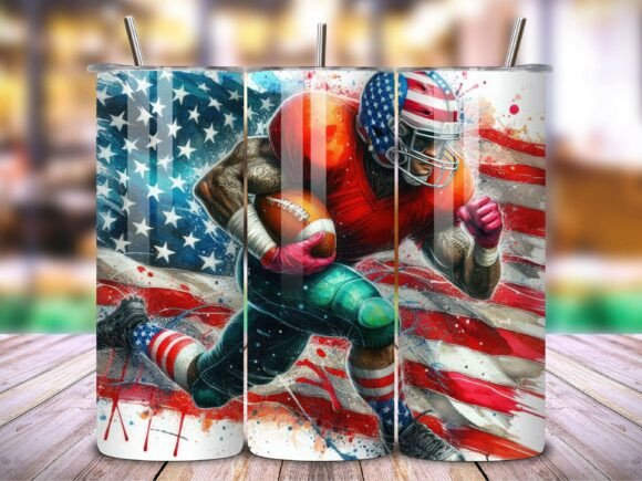 3D Football Neon Sports Tumbler Wrap Design