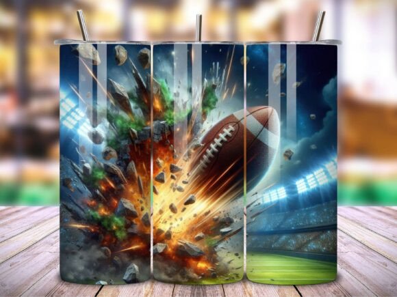 3D Football Neon Sports Tumbler Wrap V.3