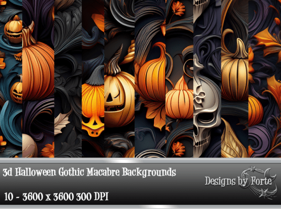 3D Halloween Gothic Macabre Backgrounds for Your Designs
