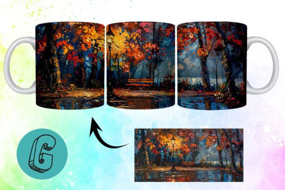 3D Oil Paint Fall Street Mug Wrap 18