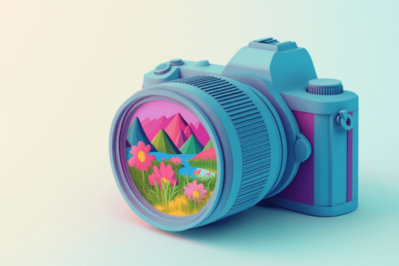 3D Photo Camera Icon and Frame: A Versatile Design Asset