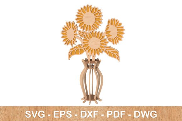 3D Sunflower Vase SVG Laser Cut: A Creative Design Asset