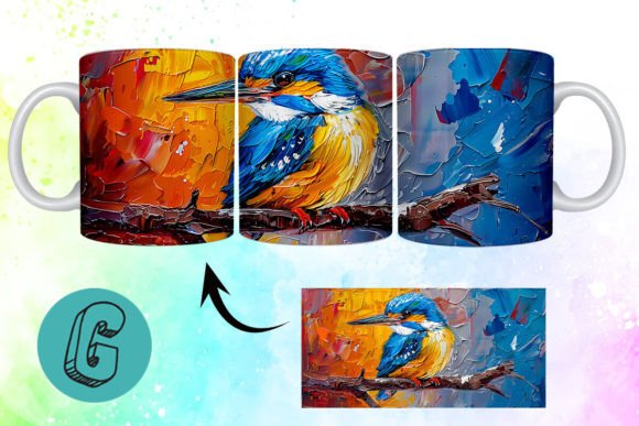 Adorable Artistry: The 3D Oil Paint Cute Bird Mug Wrap 06
