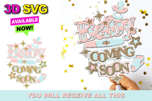 Baby Coming Soon Topper 3D SVG