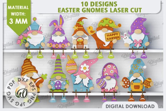 Easter Gnomes LaserCut Bundle: 3D Gnomes for Creative Projects