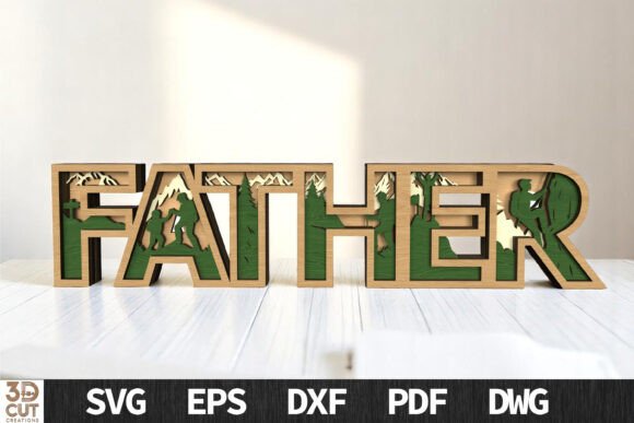 Father 3D Mountain Layered Sign SVG: A Premium Design Asset