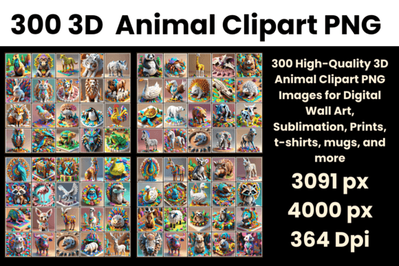 High-Quality 3D Animal Clipart PNG Bundle