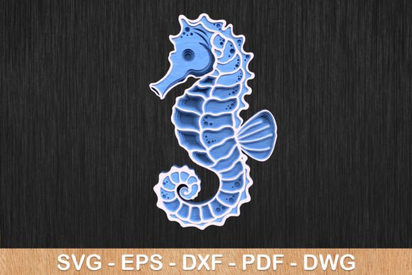 Layered Seahorse 3D Laser Cut: Design Elegance