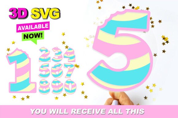 Marshmallows Numbers 3D SVG: Fun 3D Cut Files