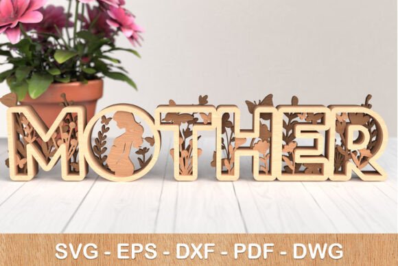 MOTHER 3D Laser Cut SVG: Elegant Mom Design for Crafts