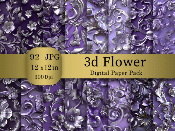 Purple 3D Flower Digital Paper: A Bundle of Creative Possibilities