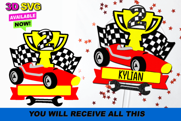 Race Car Cake Topper 3D SVG