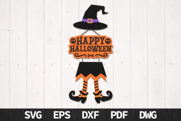 Spooky Style: Halloween Welcome Witch Door Sign 3D SVG