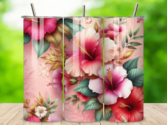 Stunning 3D Hibiscus Floral Design for Custom Tumblers