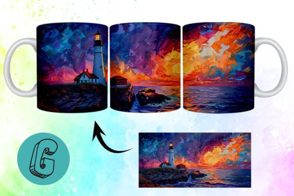 Stunning 3D Lighthouse Mug Wrap for Creative Projects