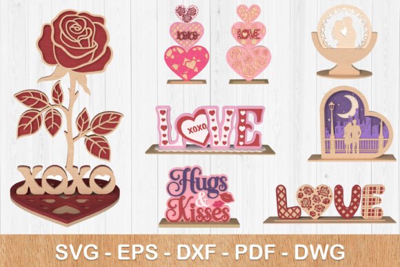 Valentine 3D Laser Cut Decor Bundle
