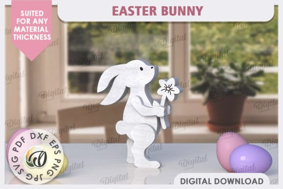 Wooden Easter Bunny Laser Cut: 3D Easter Craft Files